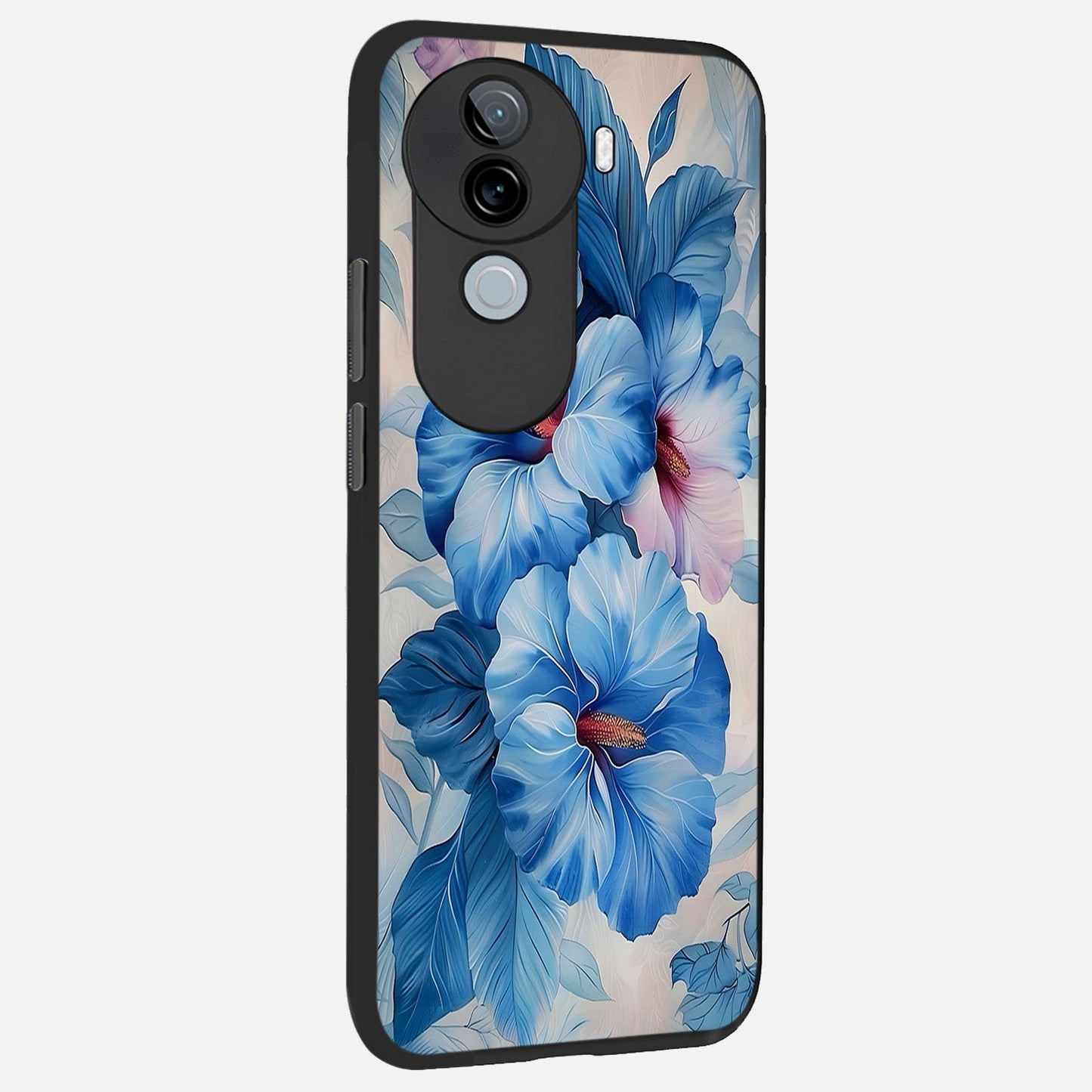  Ocean Hibiscus Grace back cover for iQOO Z9s slim fit glass case with vibrant aesthetic design