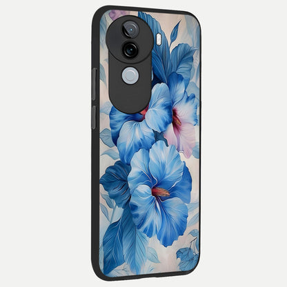  Ocean Hibiscus Grace back cover for iQOO Z9s slim fit glass case with vibrant aesthetic design