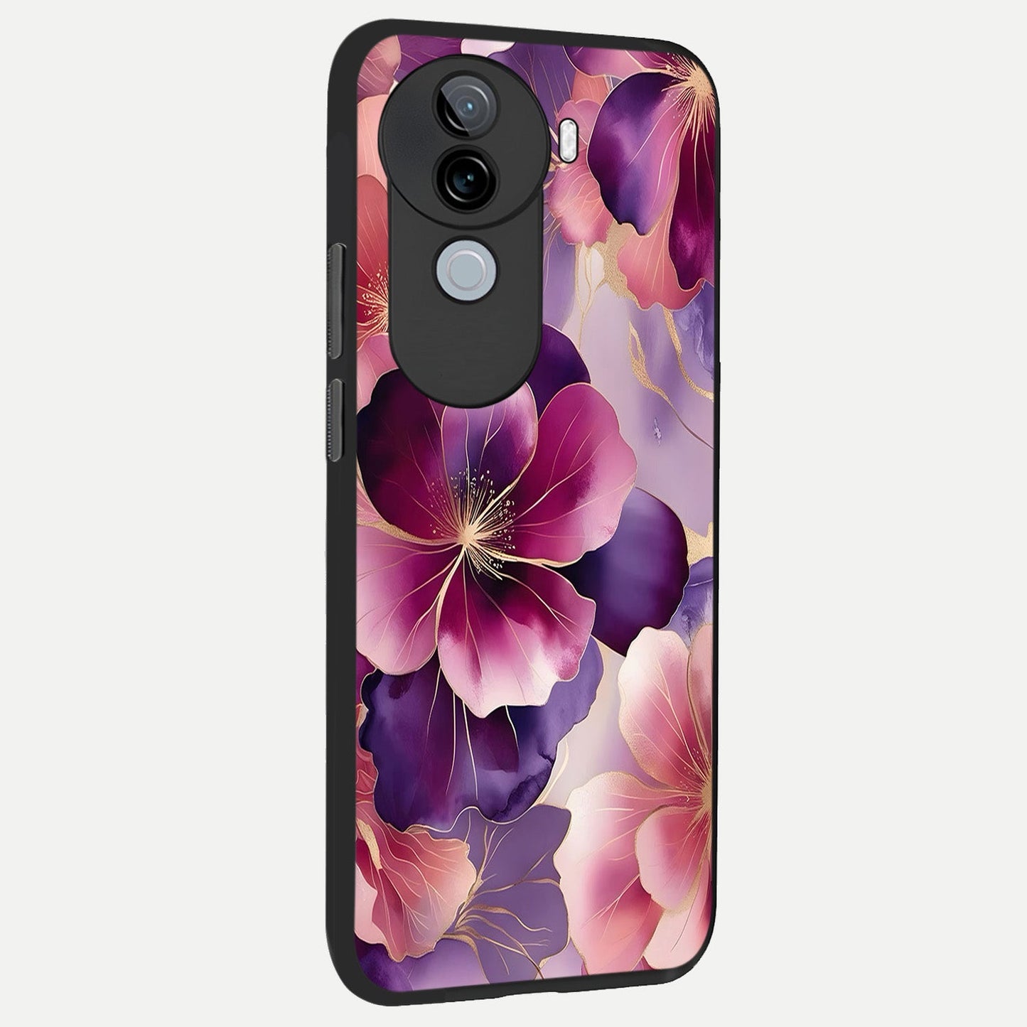 Pink Bouquet Florals back cover for iQOO Z9s slim fit glass case with vibrant aesthetic design