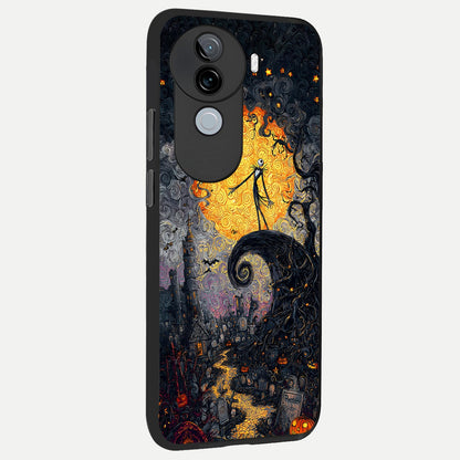  Pumpkin Moon Night back cover for iQOO Z9s slim fit glass case with vibrant aesthetic design