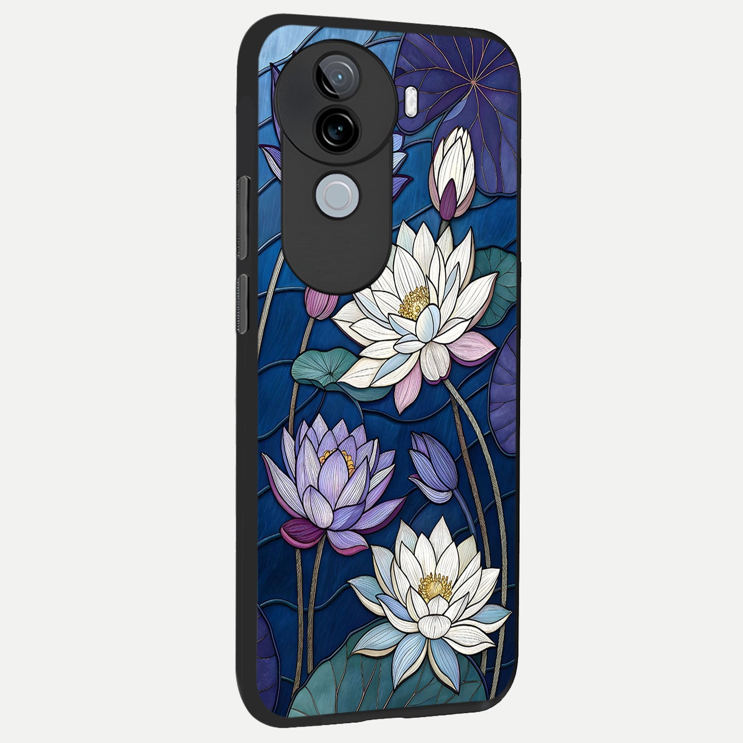  Purple Lotus Stained back cover for iQOO Z9s slim fit glass case with vibrant aesthetic design