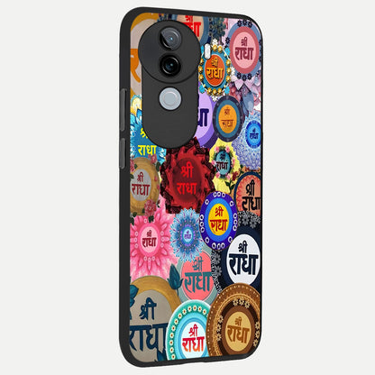  Radha Divine Bloom back cover for iQOO Z9s slim fit glass case with vibrant aesthetic design