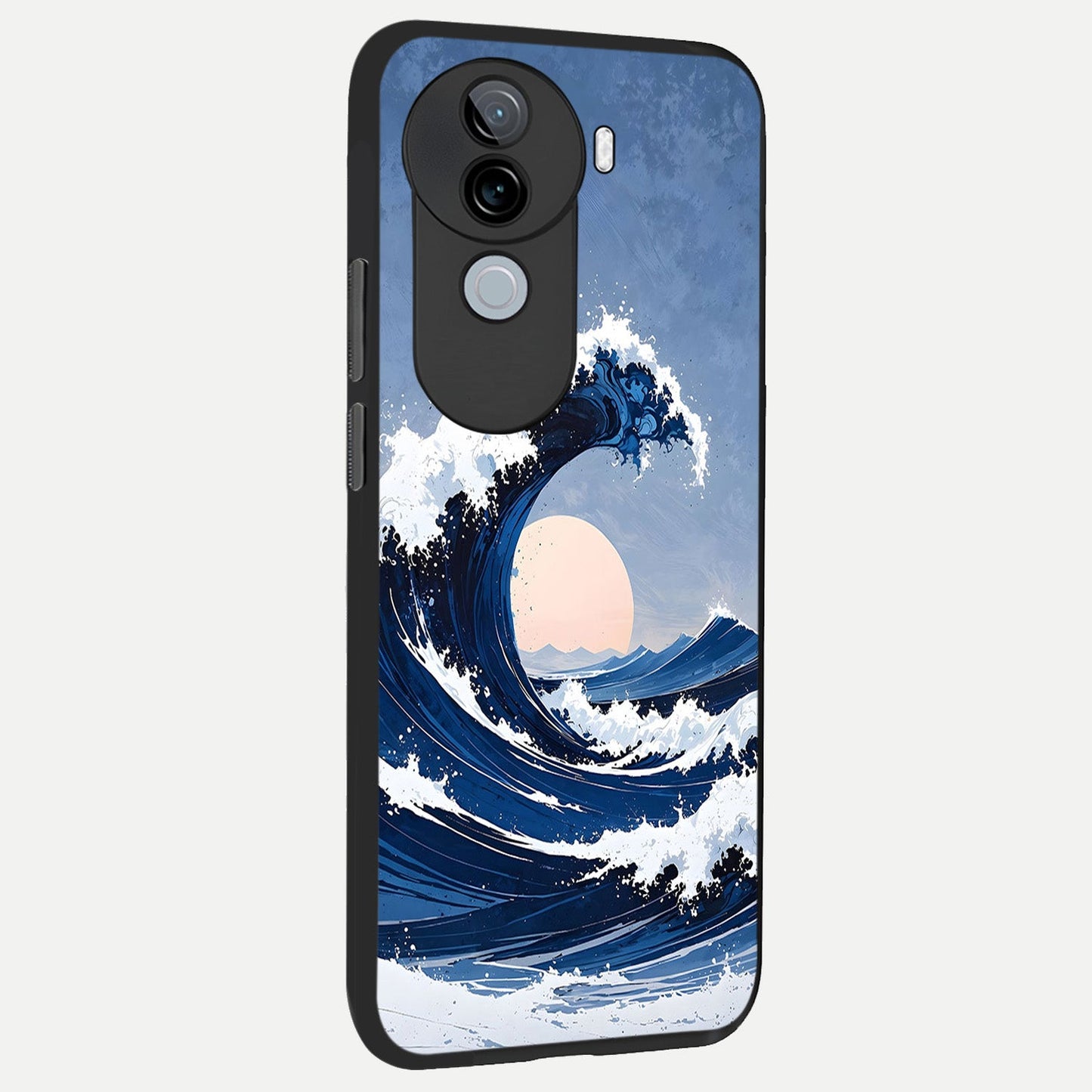  Rising Tide Power back cover for iQOO Z9s slim fit glass case with vibrant aesthetic design