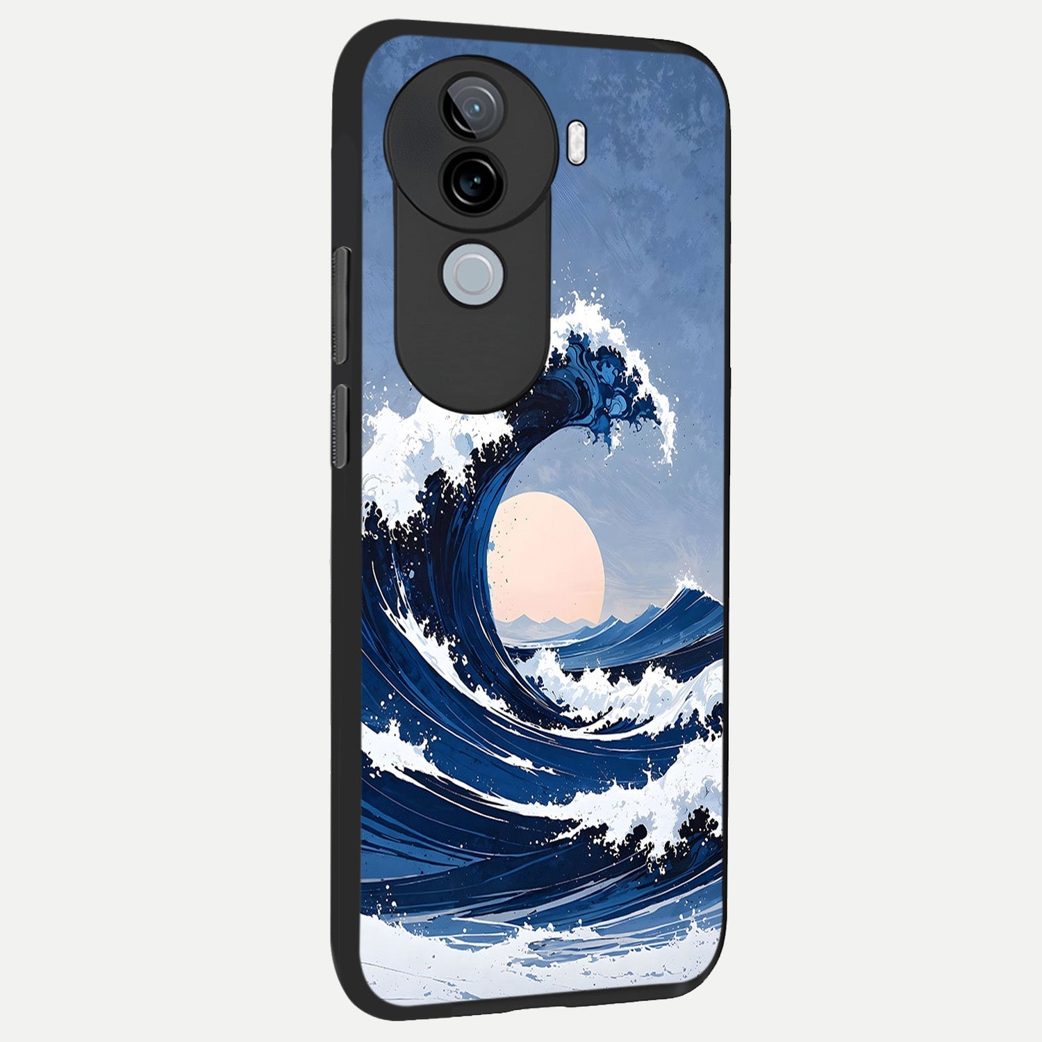  Rising Tide Power back cover for iQOO Z9s slim fit glass case with vibrant aesthetic design