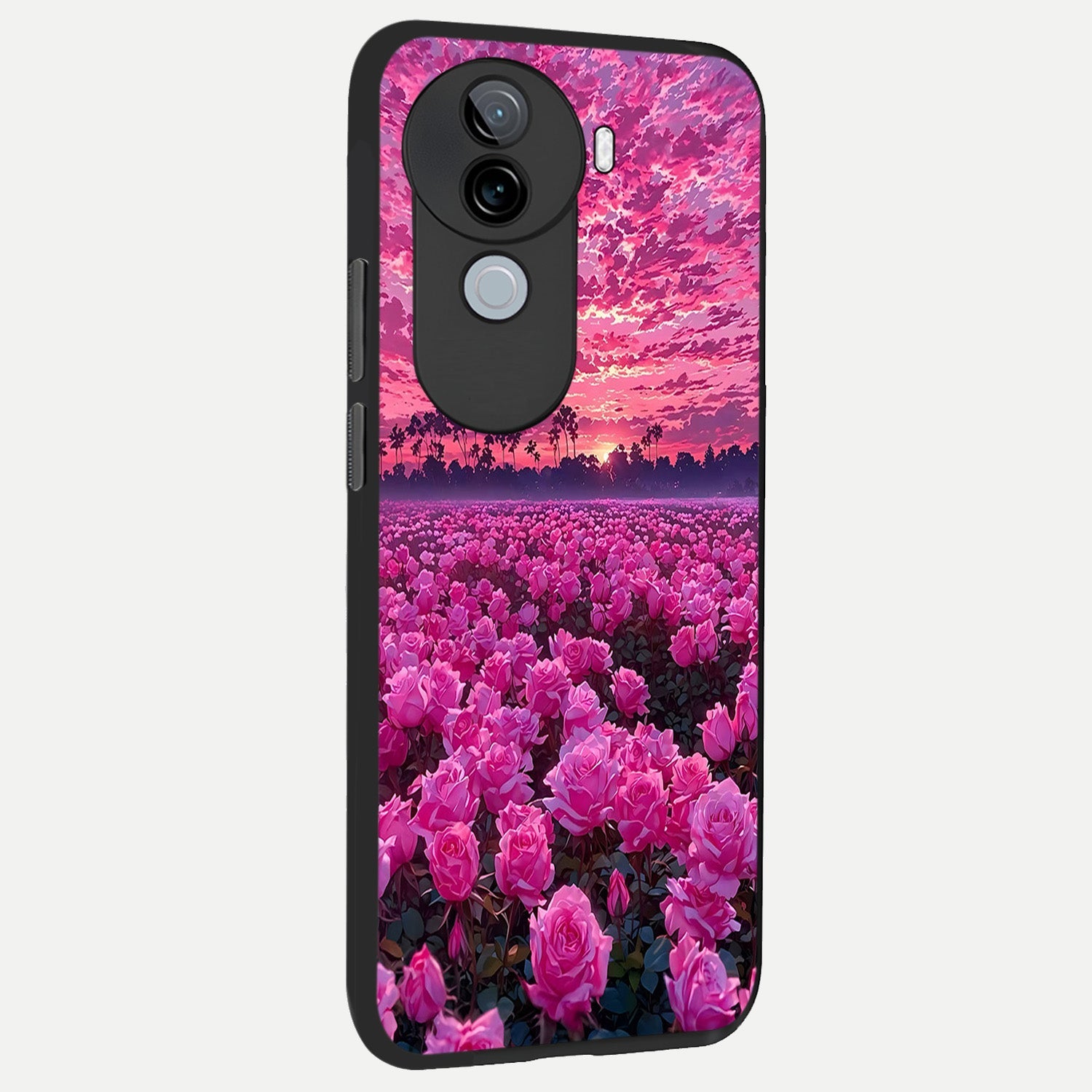 Rose Sunset Valley back cover for iQOO Z9s slim fit glass case with vibrant aesthetic design