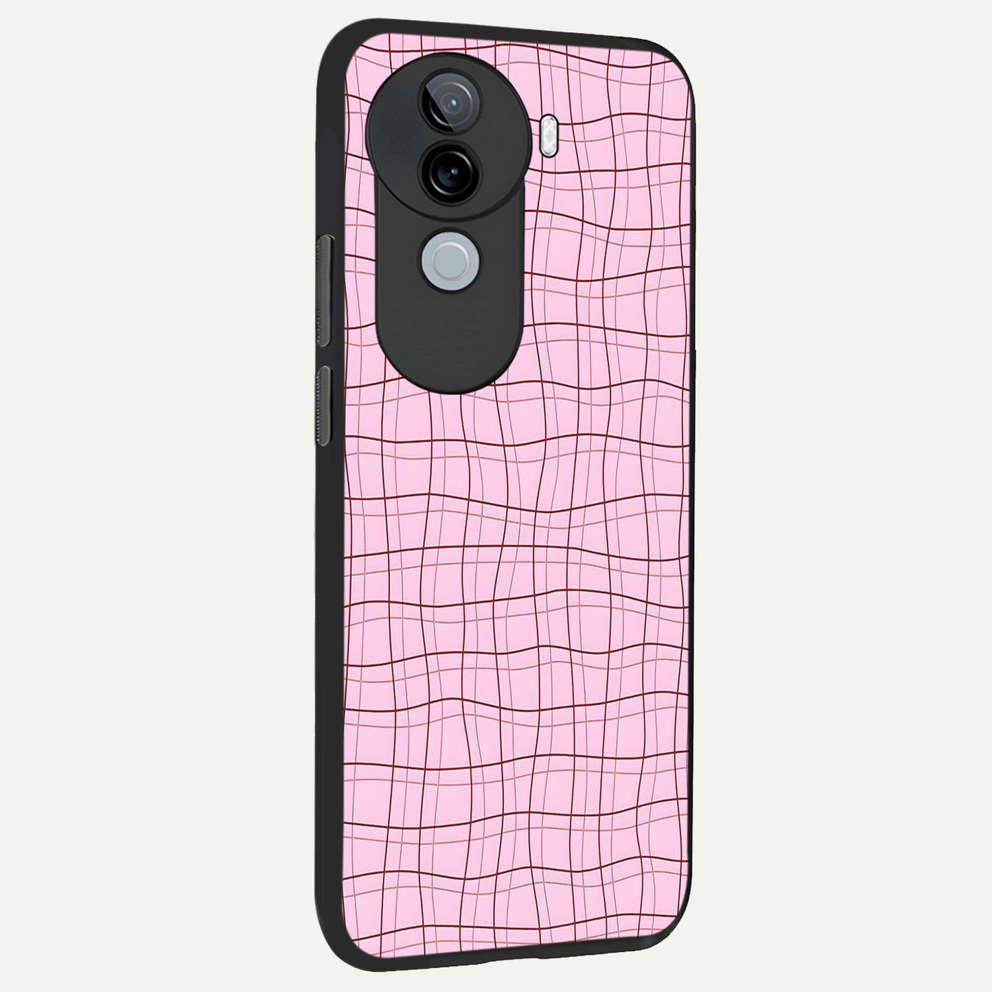  Soft Grid Bliss back cover for iQOO Z9s slim fit glass case with vibrant aesthetic design