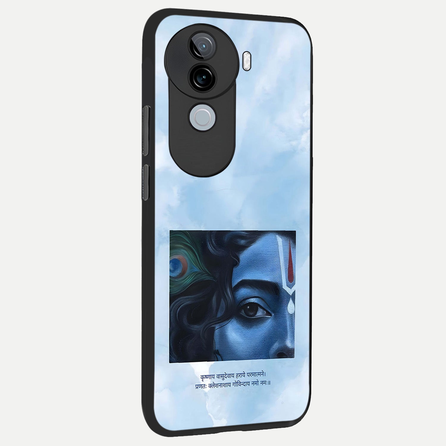 Spiritual Krishna back cover for iQOO Z9s slim fit glass case with vibrant aesthetic design