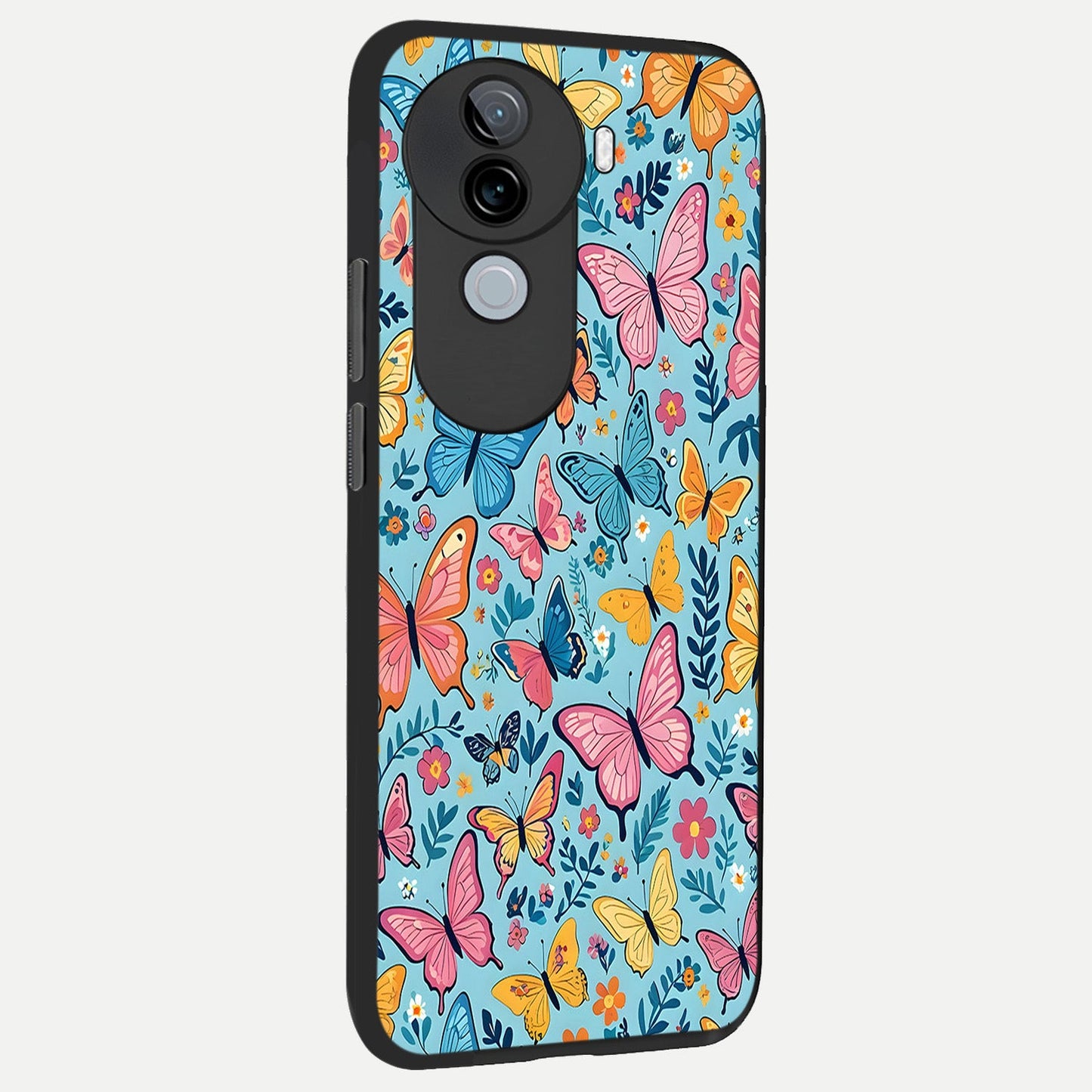  Spring Wing Garden back cover for iQOO Z9s slim fit glass case with vibrant aesthetic design