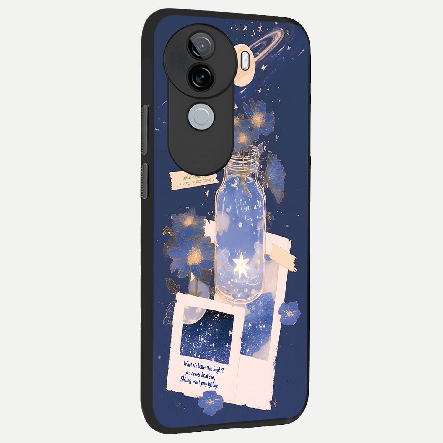  Starlit Cosmic Jar back cover for iQOO Z9s slim fit glass case with vibrant aesthetic design