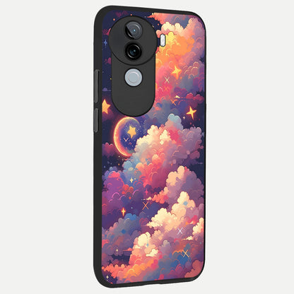  Starlit Dream Clouds back cover for iQOO Z9s slim fit glass case with vibrant aesthetic design