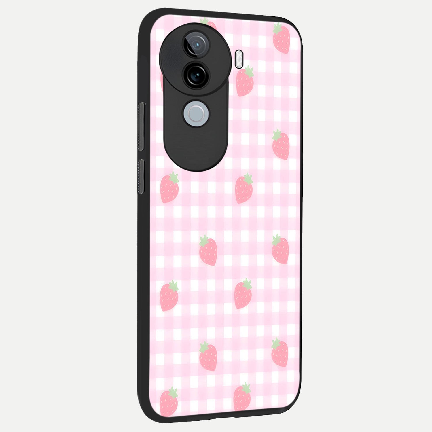  Strawberry Picnic Love back cover for iQOO Z9s slim fit glass case with vibrant aesthetic design