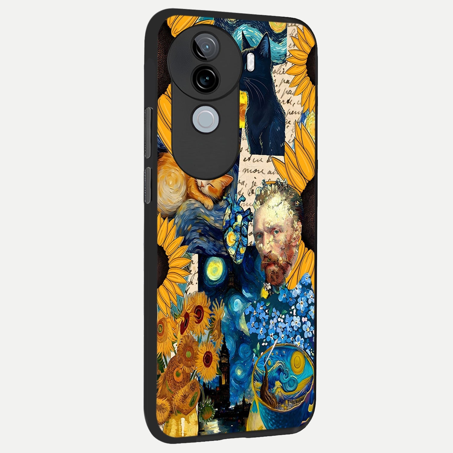  Sunflower Chic Mood Custom Name back cover for iQOO Z9s slim fit glass case with vibrant aesthetic design