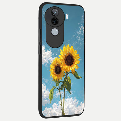  Sunlit Daisy Glow back cover for iQOO Z9s slim fit glass case with vibrant aesthetic design