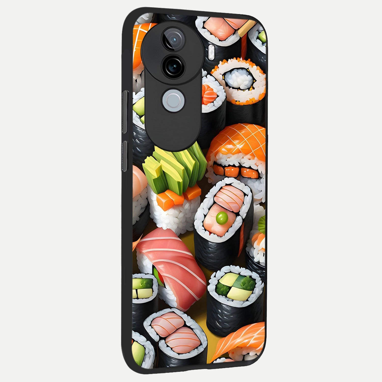  Sushi Food Pattern back cover for iQOO Z9s slim fit glass case with vibrant aesthetic design