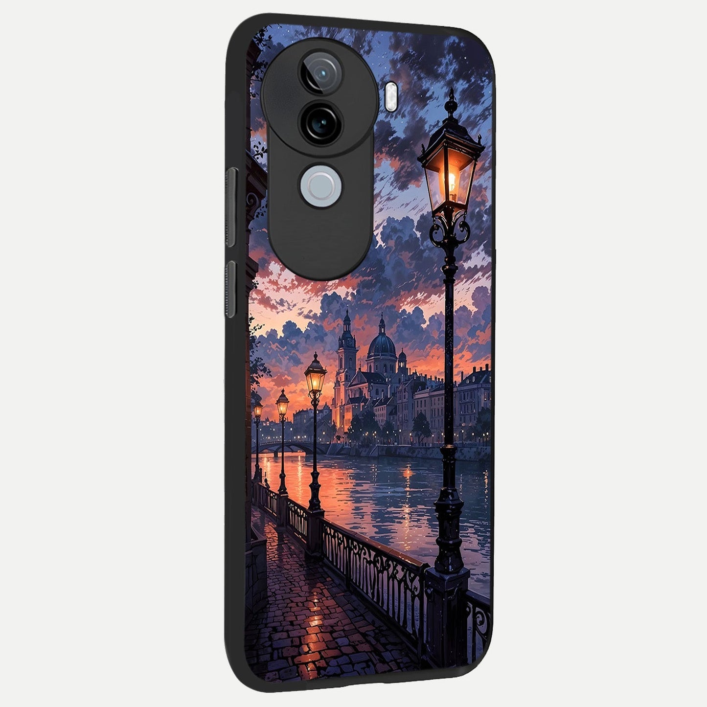  Twilight River Lights back cover for iQOO Z9s slim fit glass case with vibrant aesthetic design