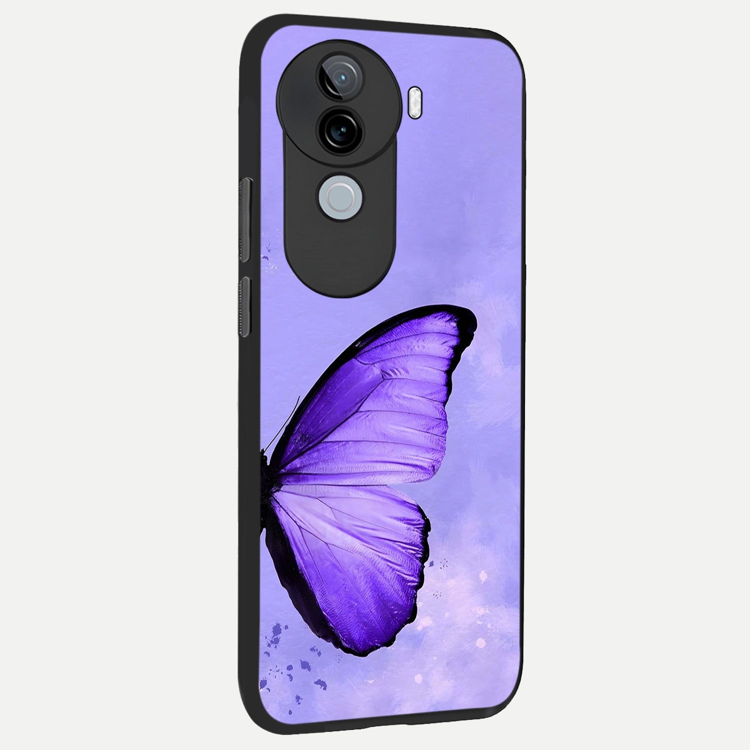 Violet Dream Wing back cover for iQOO Z9s slim fit glass case with vibrant aesthetic design