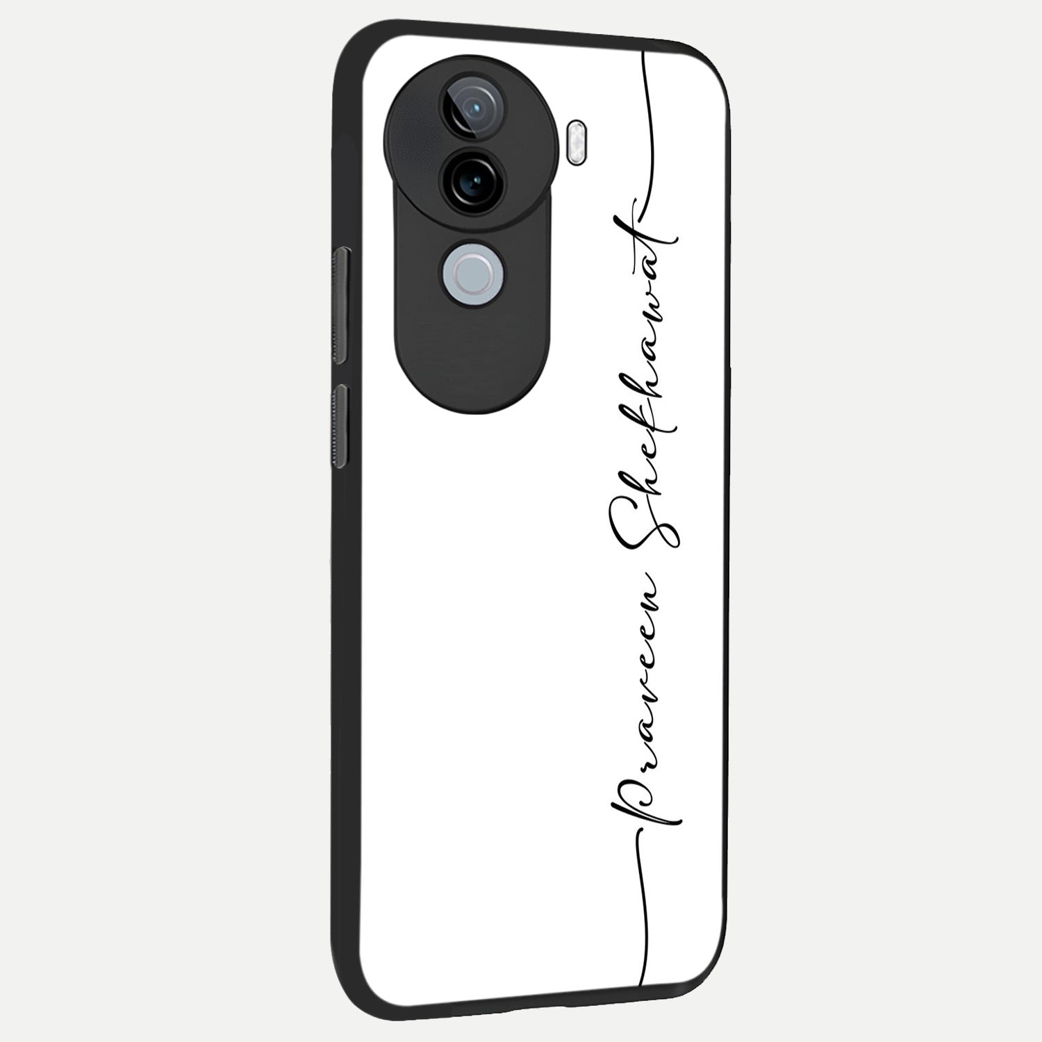  White Tune Custom Name back cover for iQOO Z9s slim fit personalized glass case with aesthetic design