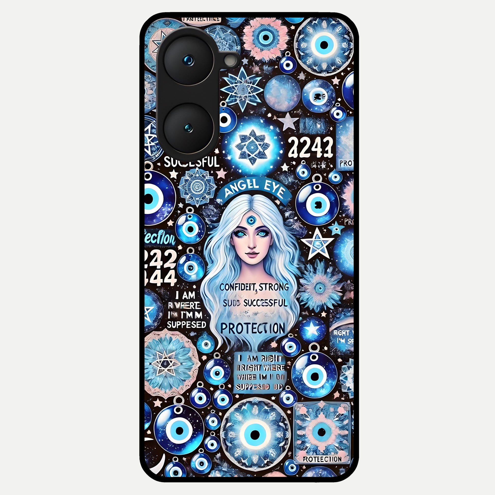  Angel Aura Shield Glass Case for iQOO Z9 lite back cover – full design glossy printed glass finish