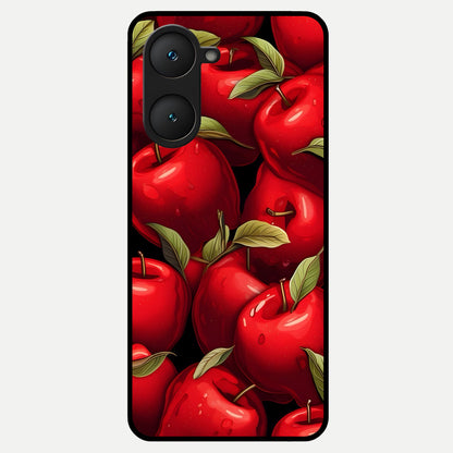  Apple Pattern Glass Case for iQOO Z9 lite back cover – full design glossy printed glass finish