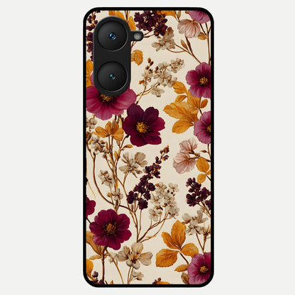  Autumn Wine Bloom Glass Case for iQOO Z9 lite back cover – full design glossy printed glass finish