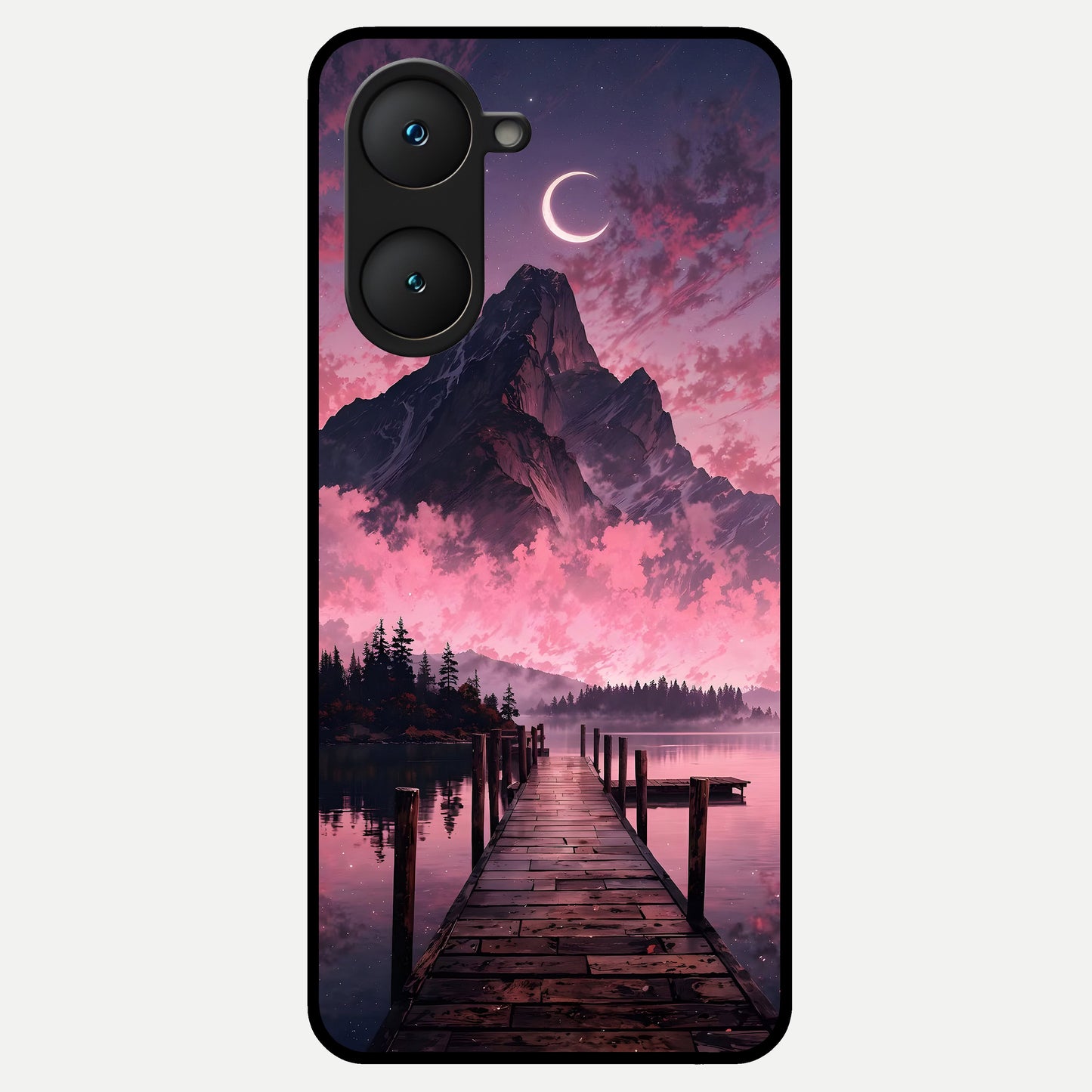  Beautiful Mountain View Glass Case for iQOO Z9 lite back cover – full design glossy printed glass finish