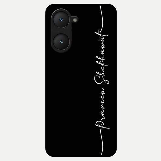  Black Tune Custom Name Glass Case for iQOO Z9 lite back cover – full design glossy printed glass finish