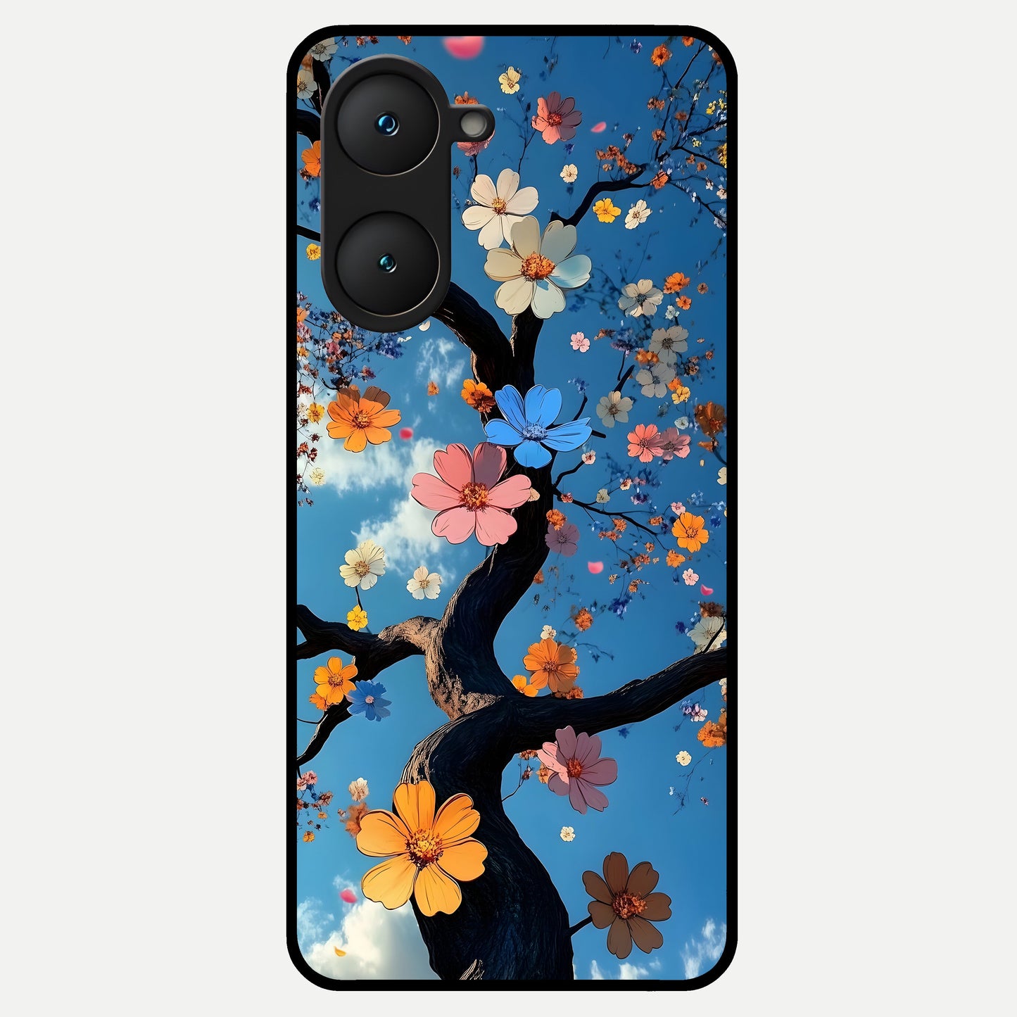 Blossom Dream Sky Glass Case for iQOO Z9 lite back cover – full design glossy printed glass finish
