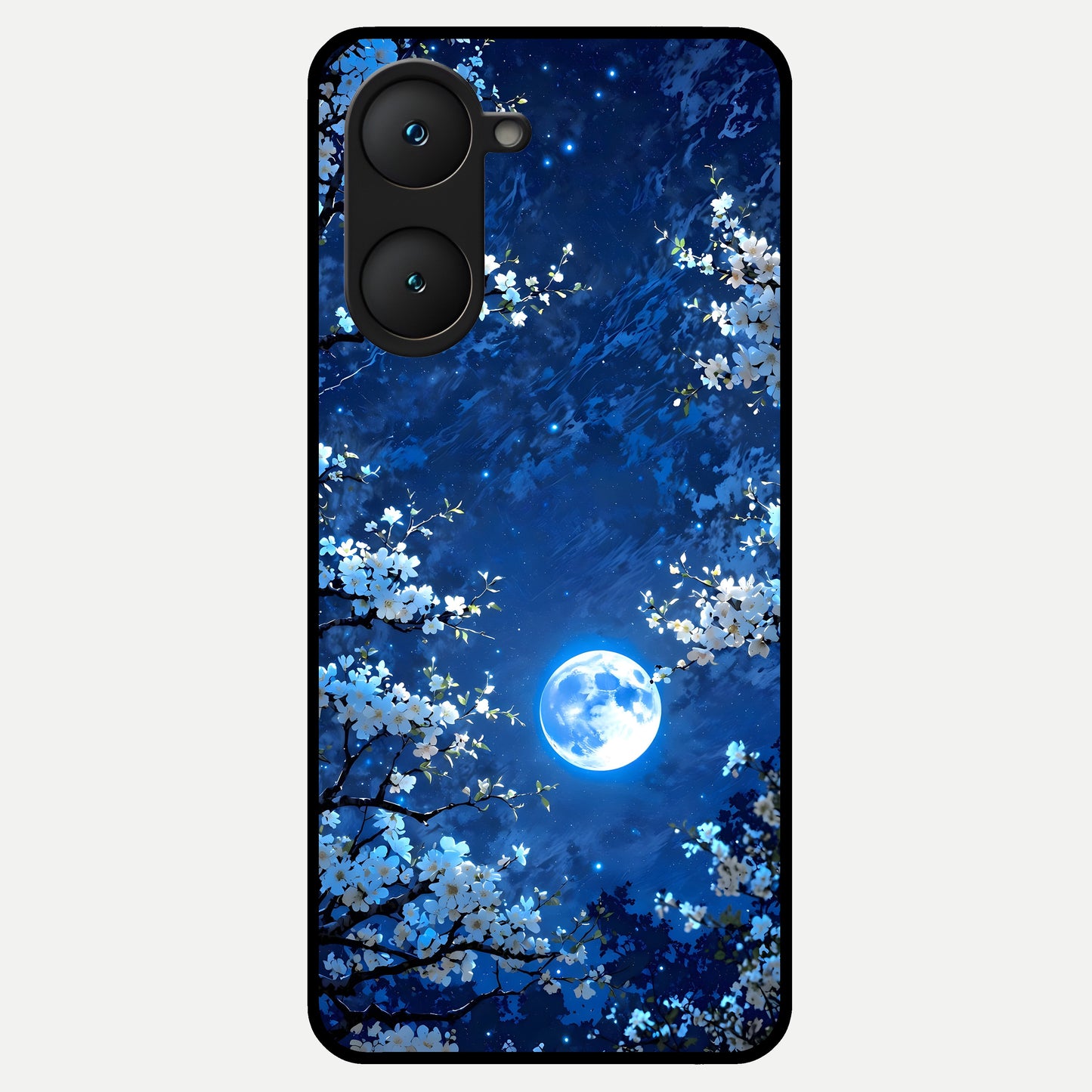  Blossom Moonlight Sky Glass Case for iQOO Z9 lite back cover – full design glossy printed glass finish