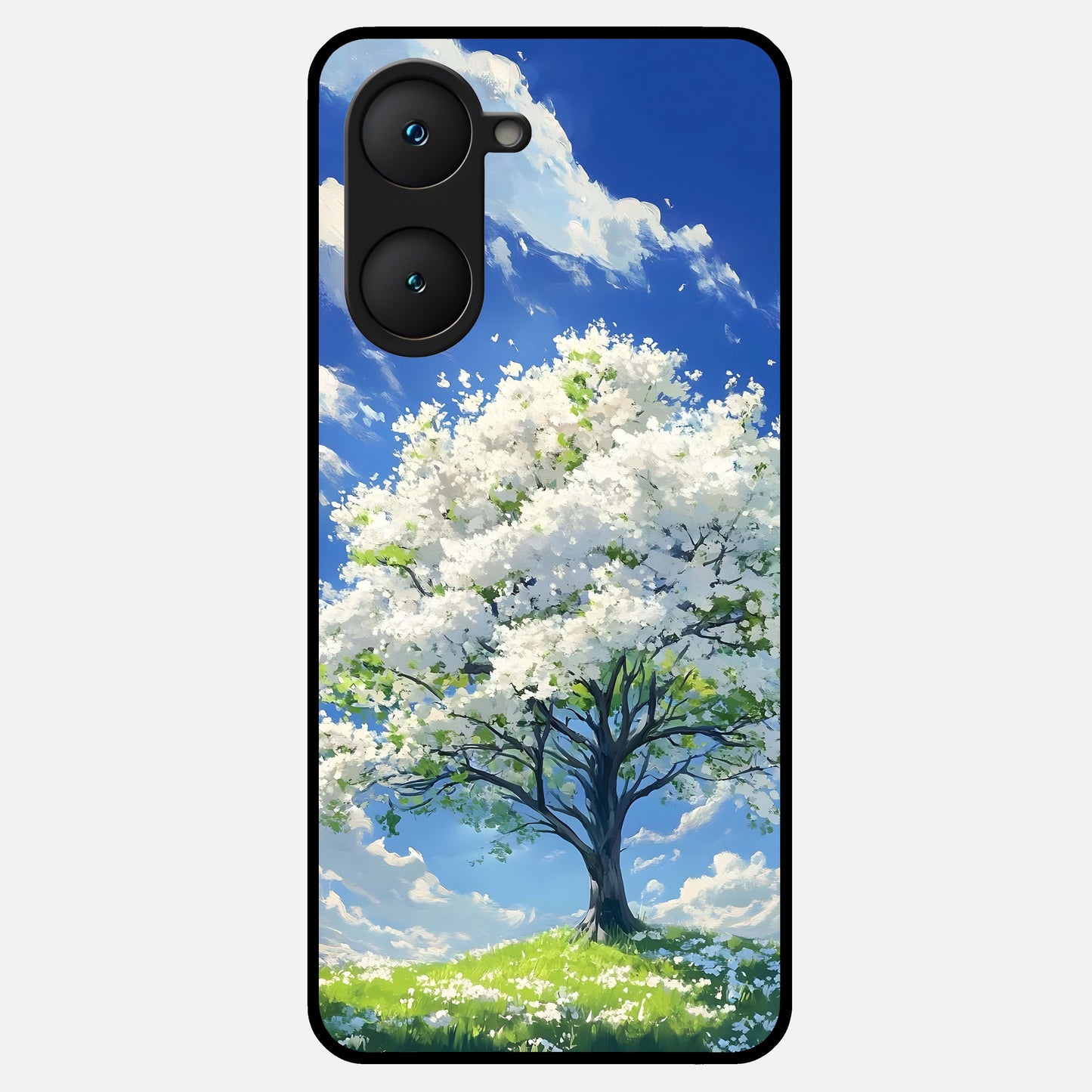  Blossom Sky Serenity Glass Case for iQOO Z9 lite back cover – full design glossy printed glass finish
