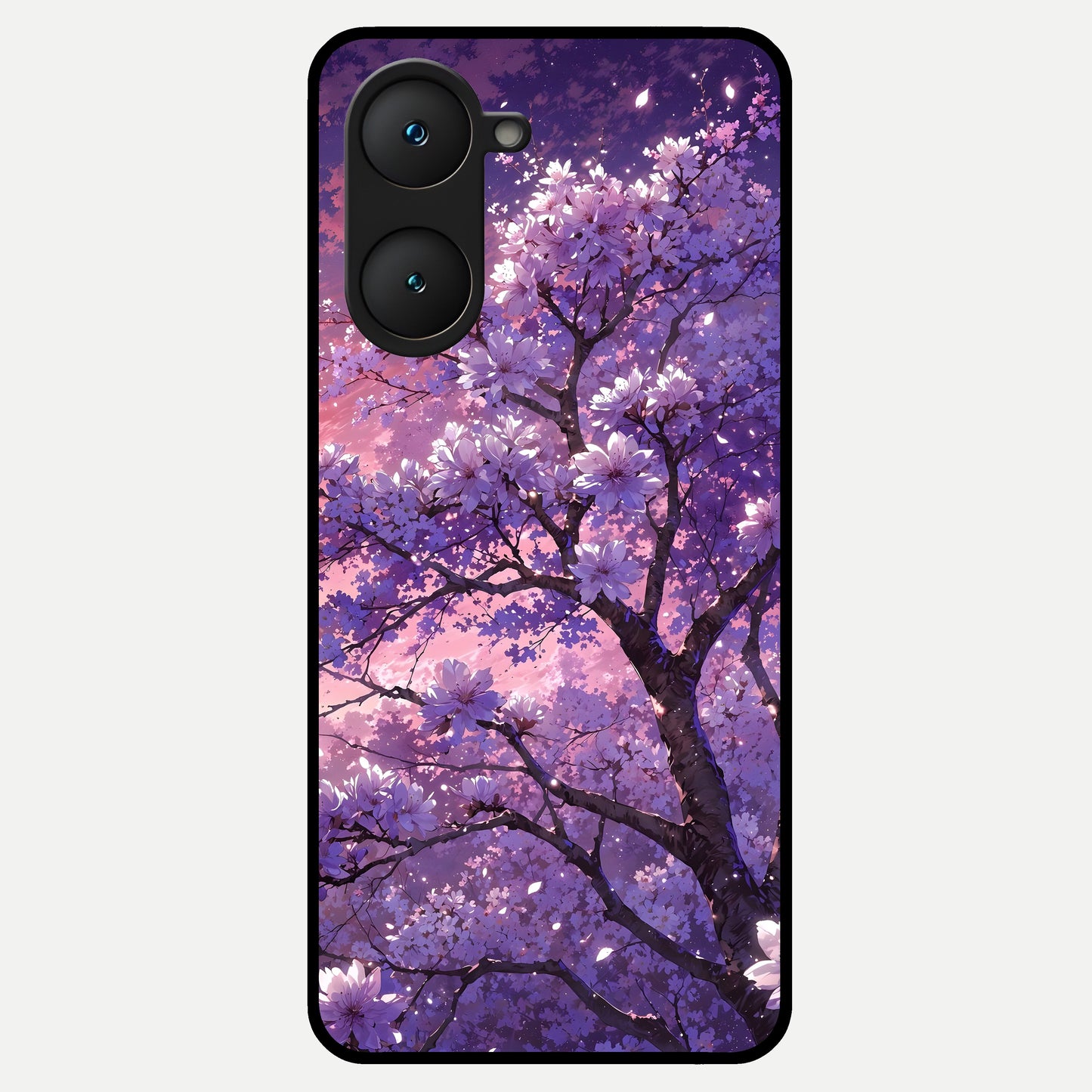  Blossom Tree Glass Case for iQOO Z9 lite back cover – full design glossy printed glass finish