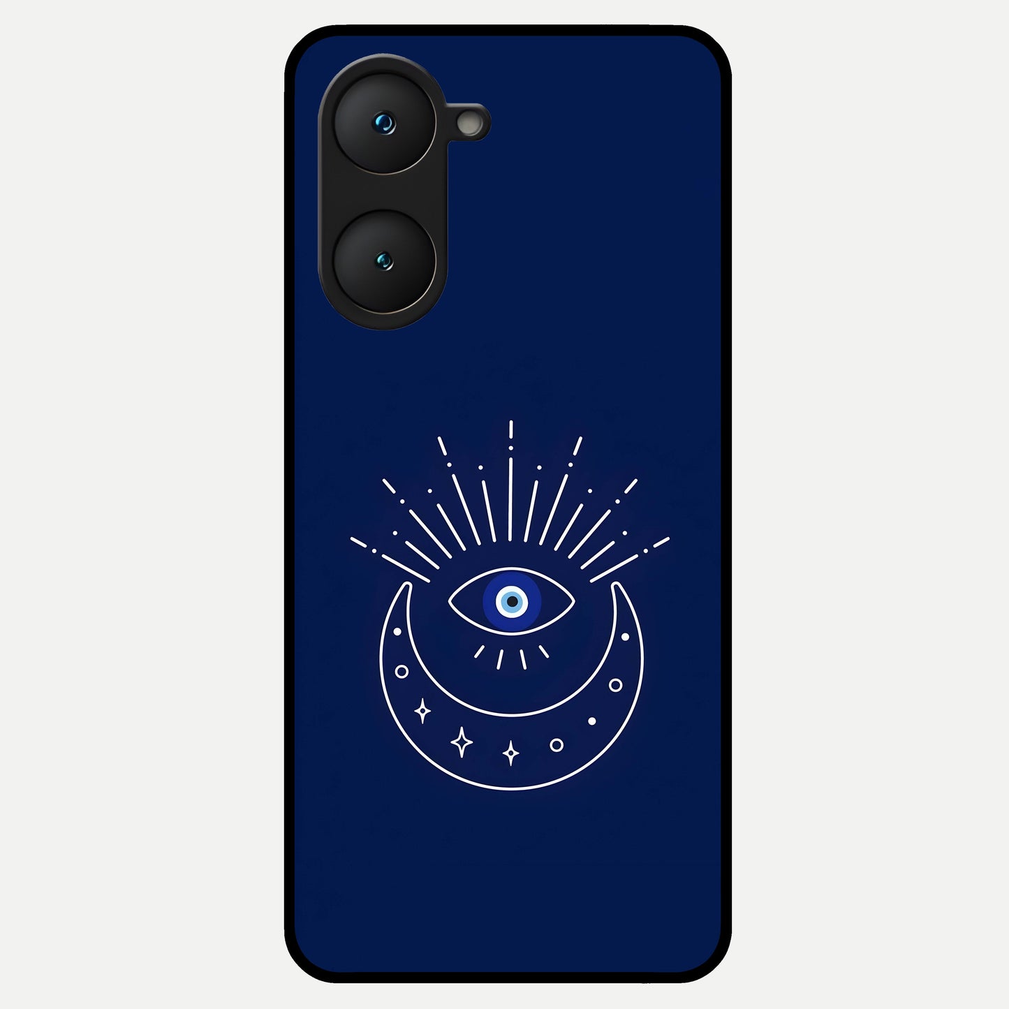 Blue Evil Eye Glass Case for iQOO Z9 lite back cover – full design glossy printed glass finish