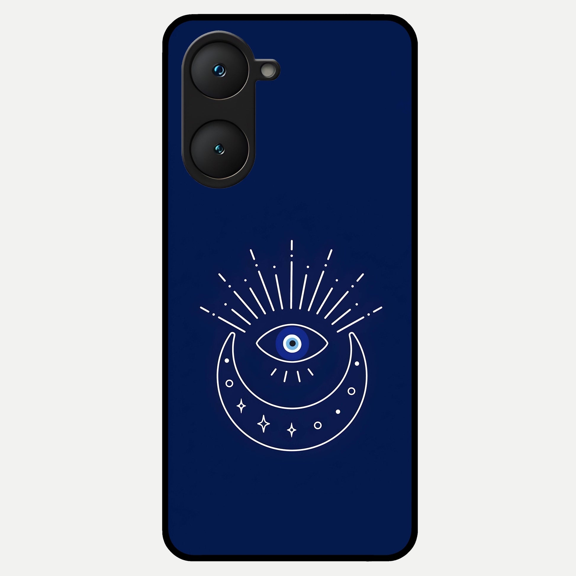  Blue Evil Eye Glass Case for iQOO Z9 lite back cover – full design glossy printed glass finish
