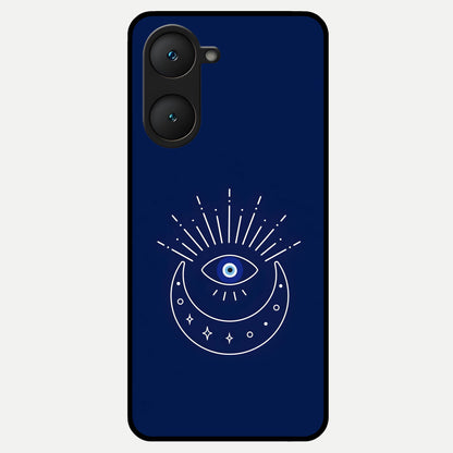  Blue Evil Eye Glass Case for iQOO Z9 lite back cover – full design glossy printed glass finish