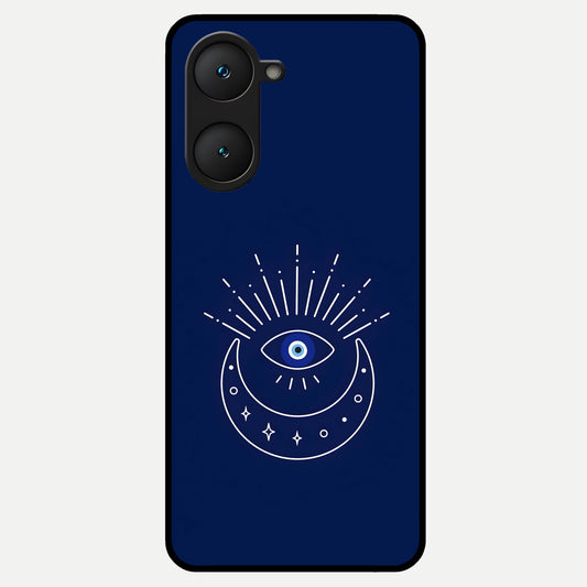  Blue Evil Eye Glass Case for iQOO Z9 lite back cover – full design glossy printed glass finish