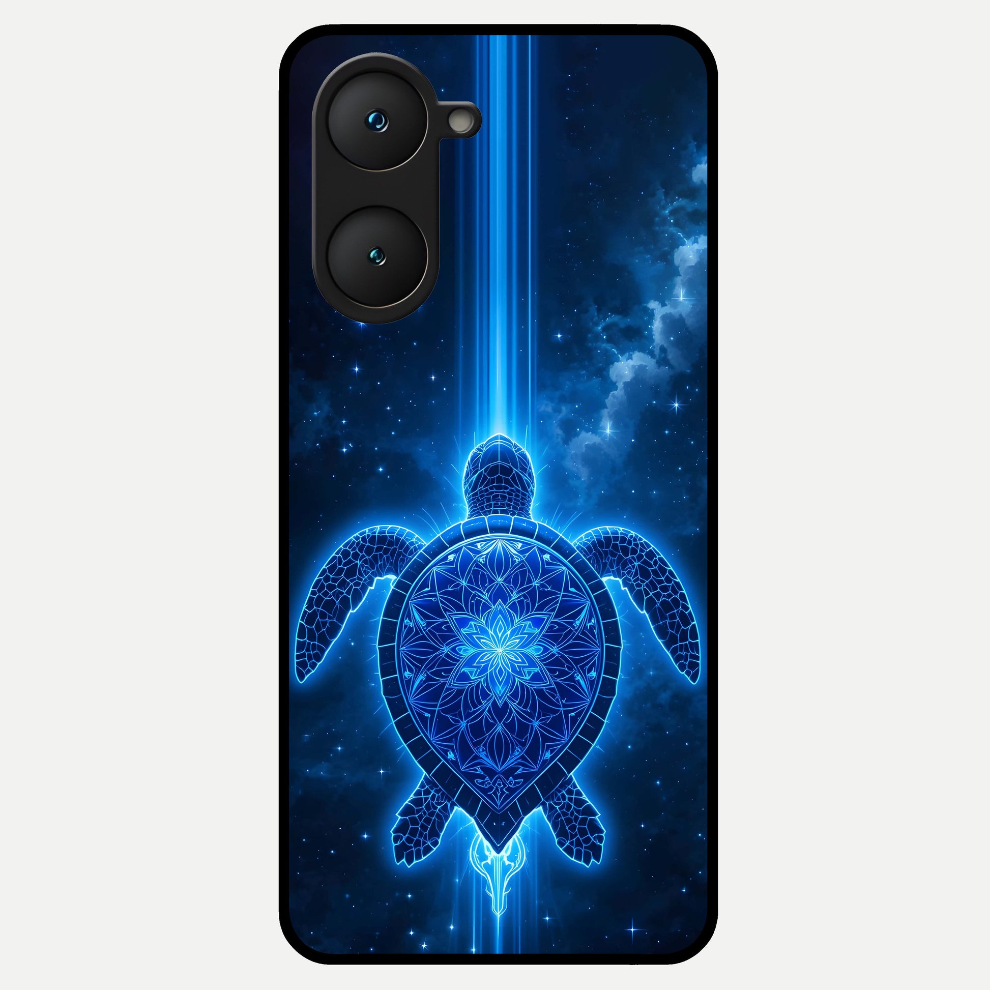  Blue Galaxy Turtle Glass Case for iQOO Z9 lite back cover – full design glossy printed glass finish