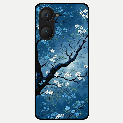  Blue Tree Serenity Glass Case for iQOO Z9 lite back cover – full design glossy printed glass finish