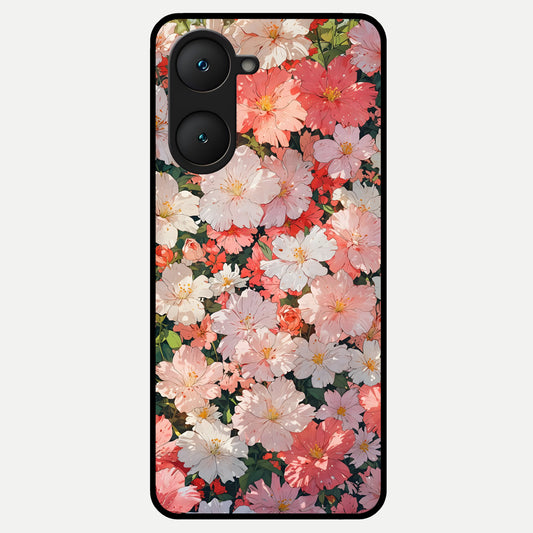  Blush Bloom Field Glass Case for iQOO Z9 lite back cover – full design glossy printed glass finish