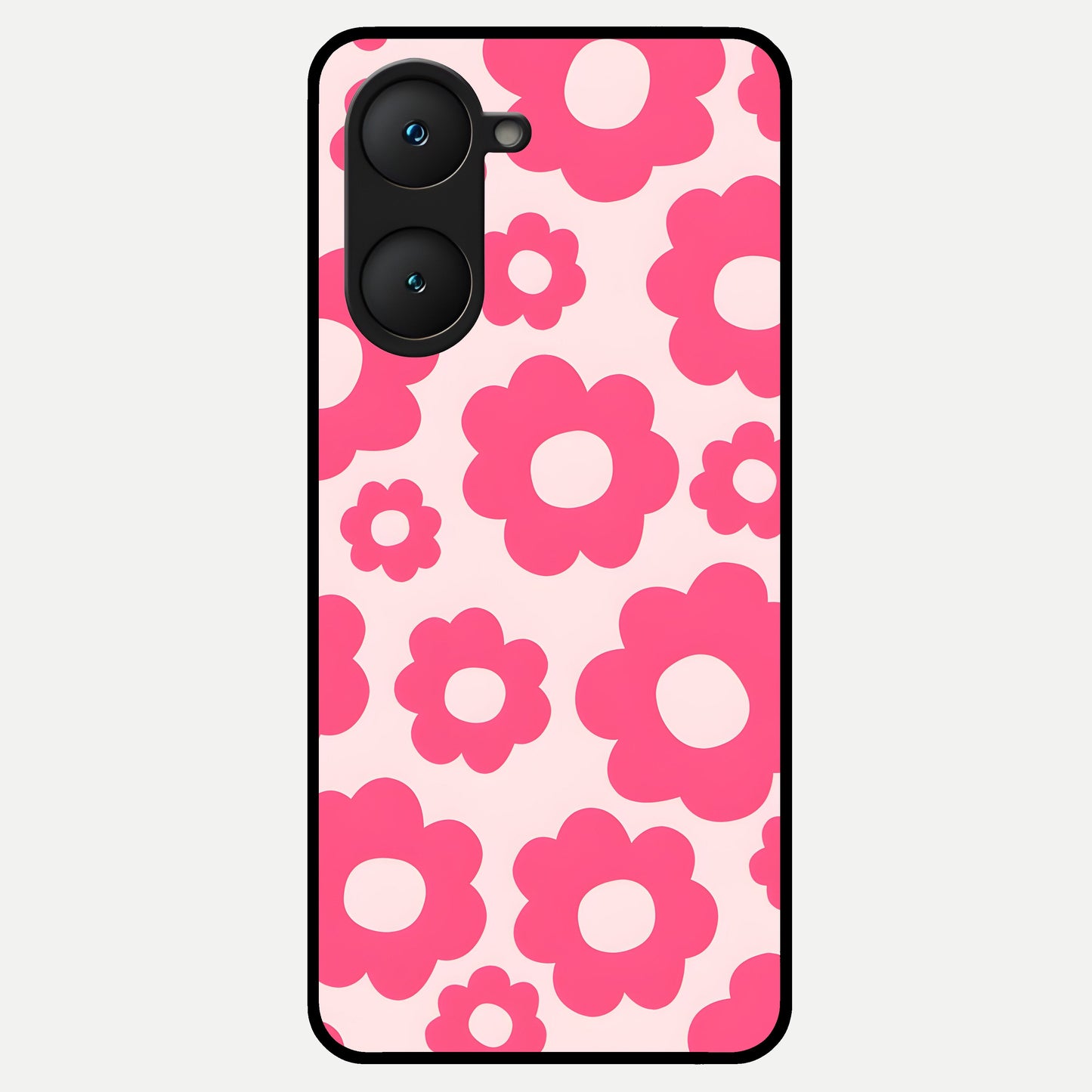  Blush Flower Pop Glass Case for iQOO Z9 lite back cover – full design glossy printed glass finish