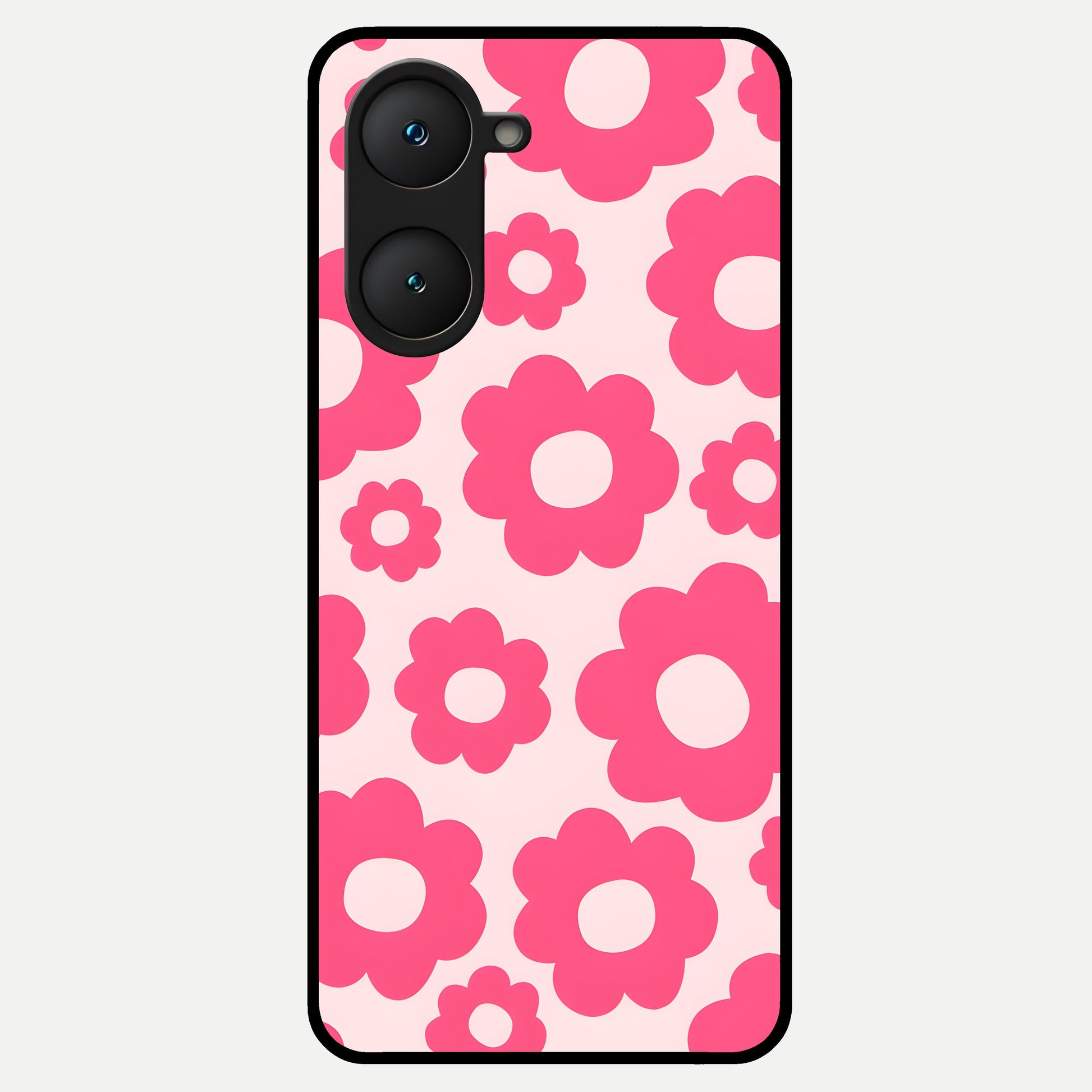  Blush Flower Pop Glass Case for iQOO Z9 lite back cover – full design glossy printed glass finish