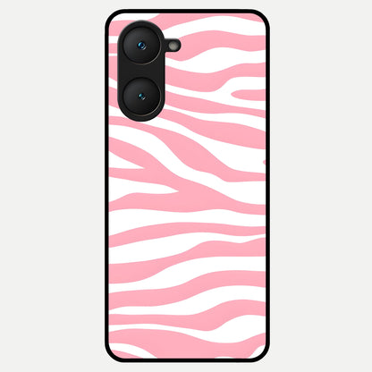  Blush Zebra Flow Glass Case for iQOO Z9 lite back cover – full design glossy printed glass finish