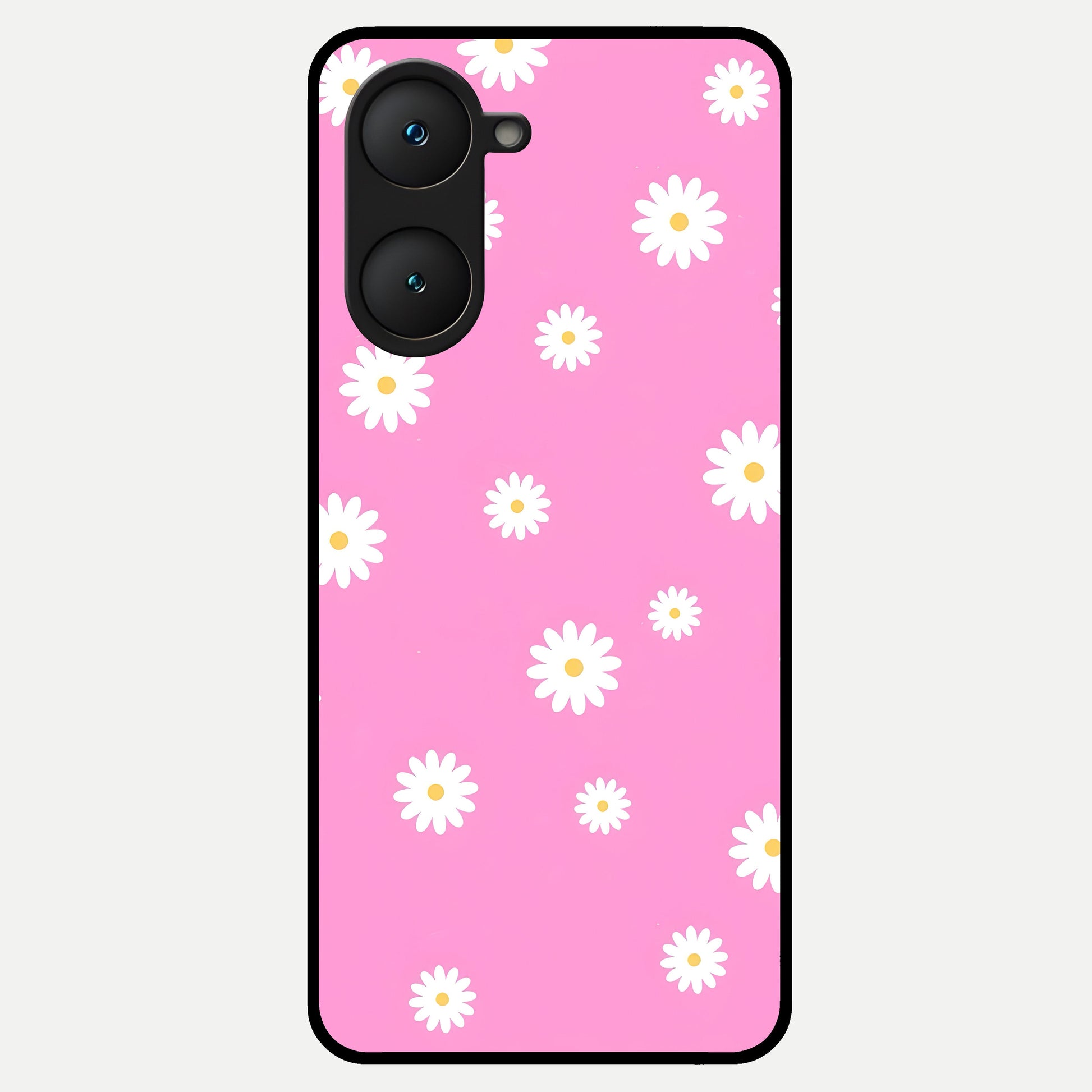  Bubblegum Daisy Pop Glass Case for iQOO Z9 lite back cover – full design glossy printed glass finish