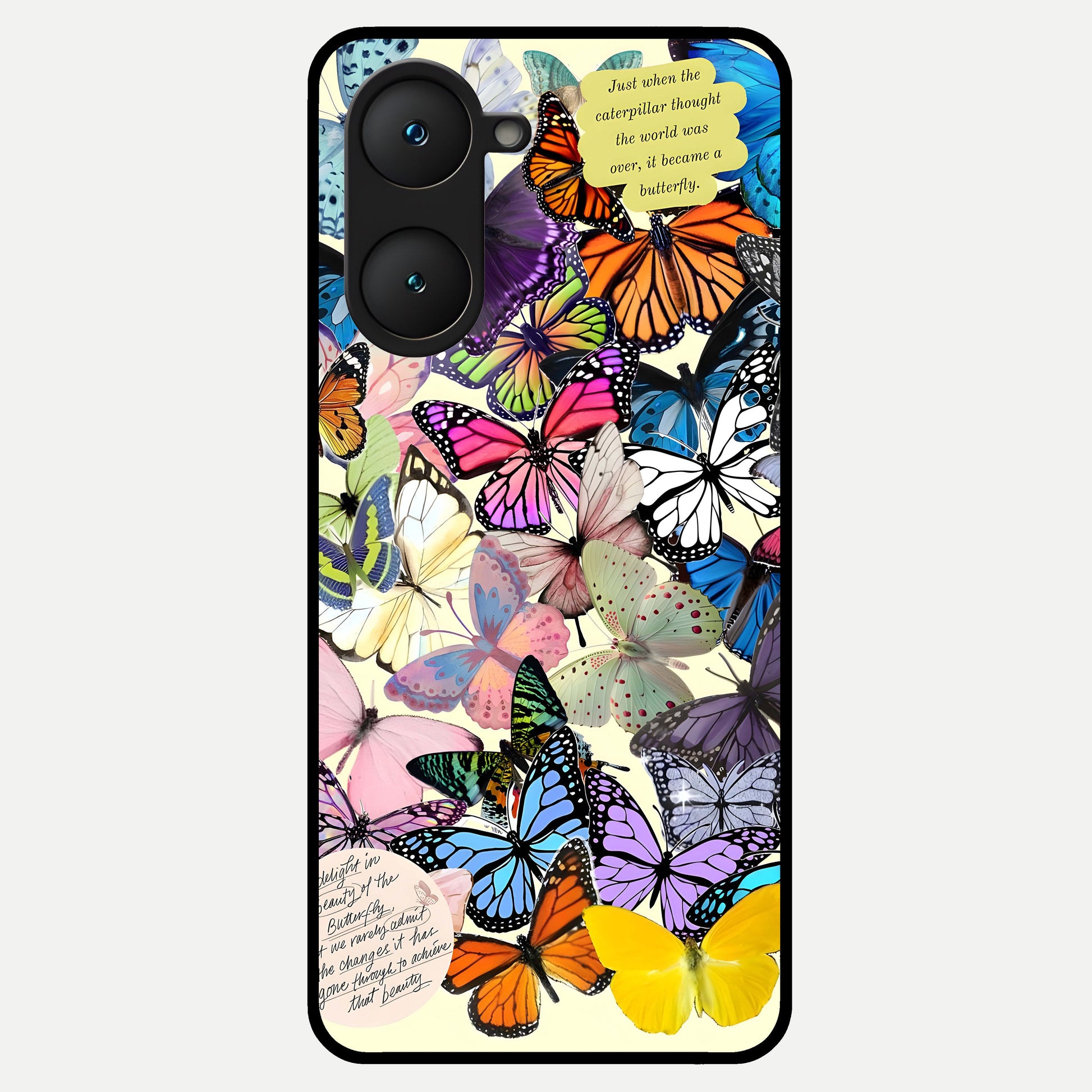  Butterflies Petal Dream Glass Case for iQOO Z9 lite back cover – full design glossy printed glass finish
