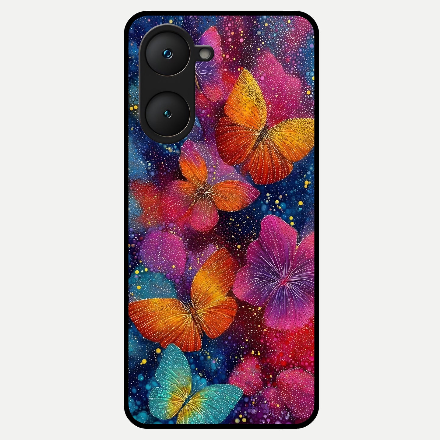 Butterfly Dream Mist Glass Case for iQOO Z9 lite back cover – full design glossy printed glass finish