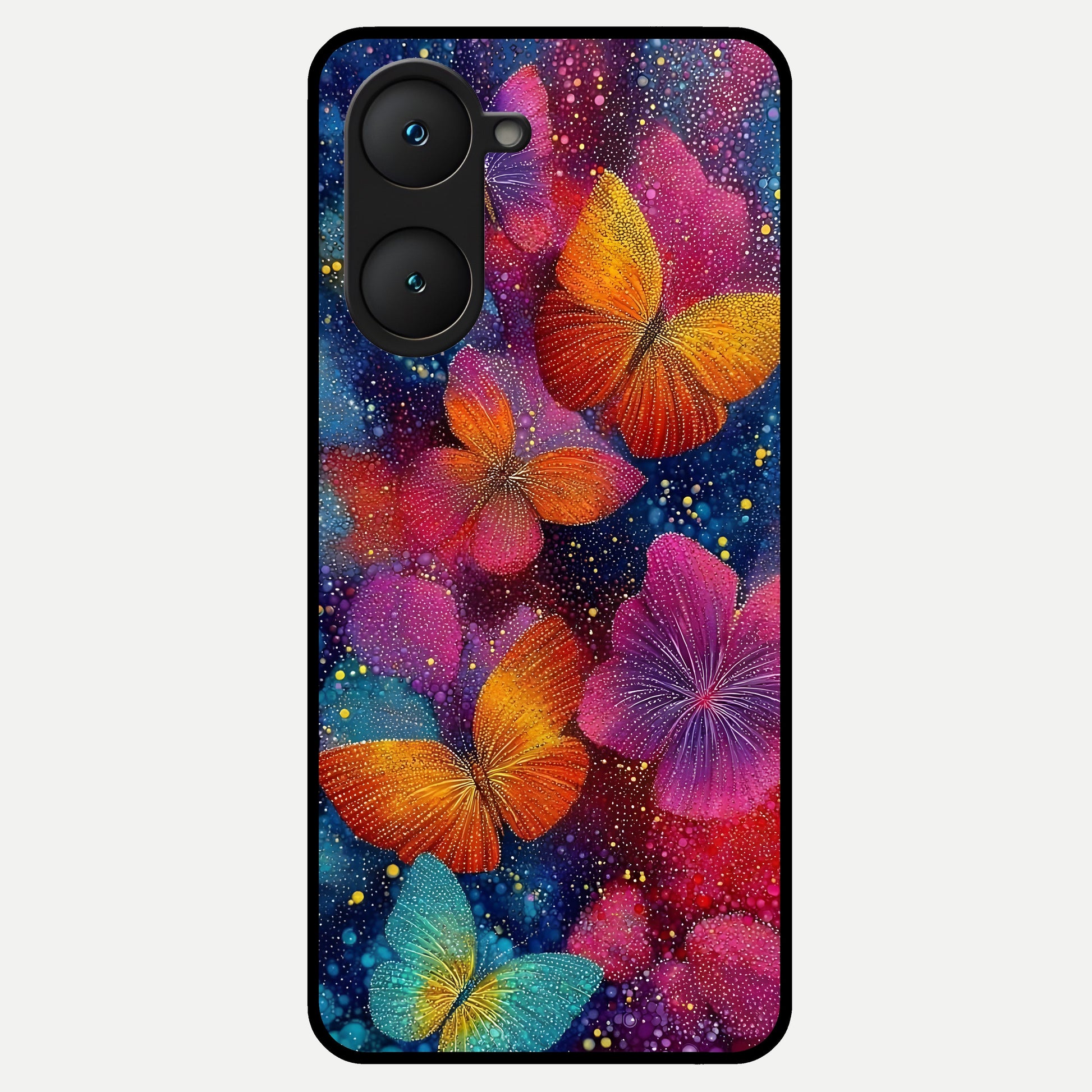  Butterfly Dream Mist Glass Case for iQOO Z9 lite back cover – full design glossy printed glass finish