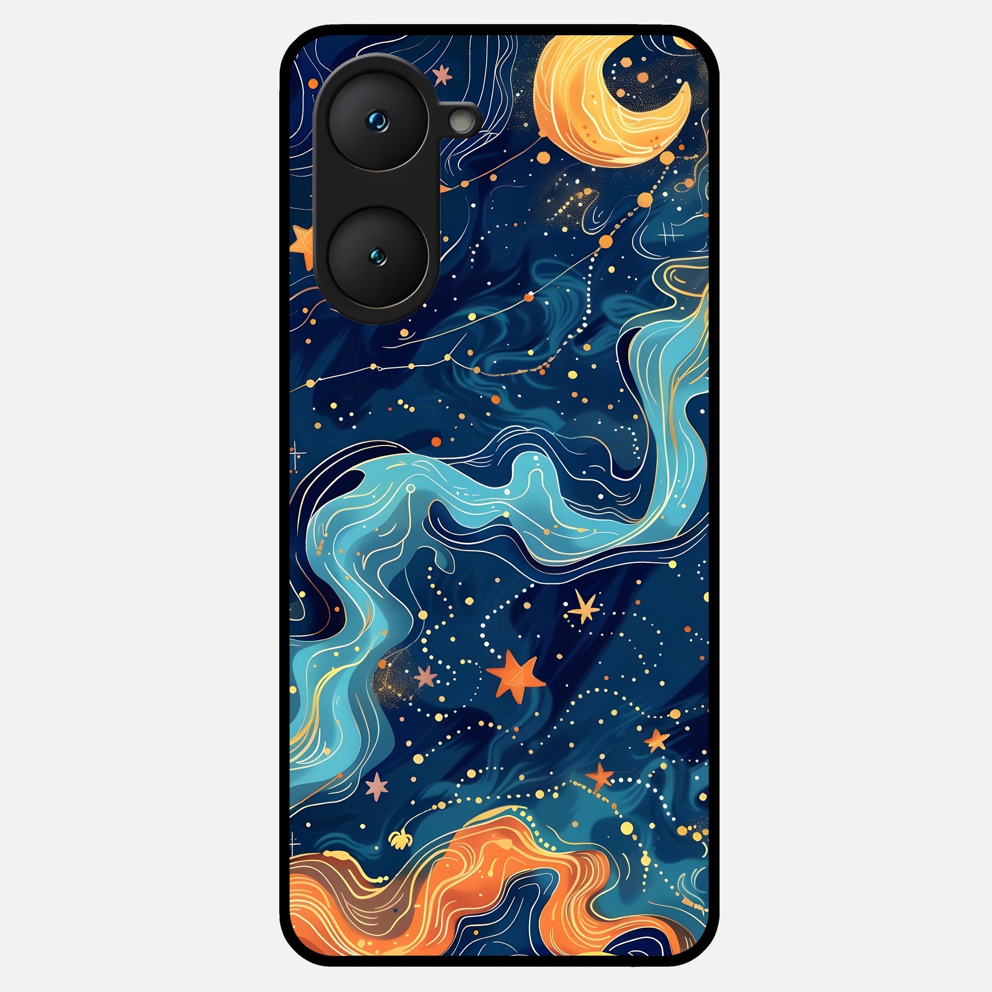  Celestial Dream Flow Glass Case for iQOO Z9 lite back cover – full design glossy printed glass finish