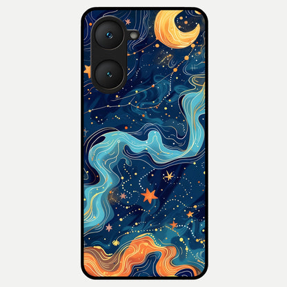  Celestial Dream Flow Glass Case for iQOO Z9 lite back cover – full design glossy printed glass finish