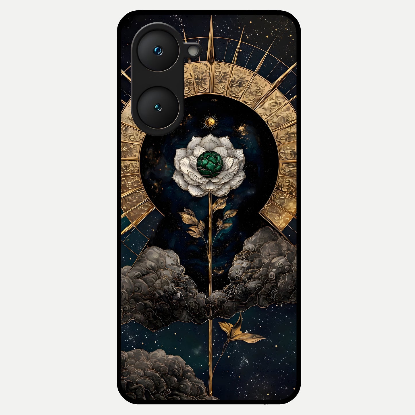  Celestial Lotus Morang Glass Case for iQOO Z9 lite back cover – full design glossy printed glass finish