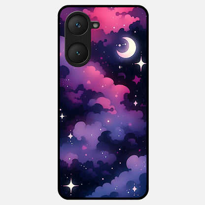  Celestial Moon Magic Glass Case for iQOO Z9 lite back cover – full design glossy printed glass finish