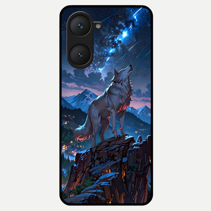  Celestial Wolf Howl Glass Case for iQOO Z9 lite back cover – full design glossy printed glass finish