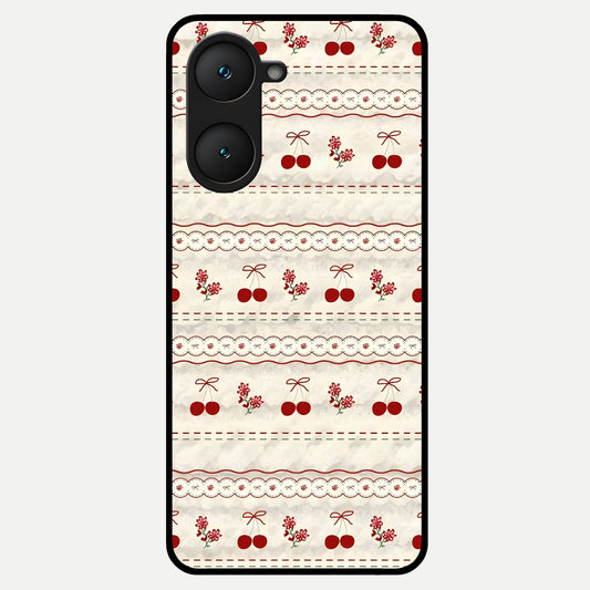  Cherry Bloom Charm Glass Case for iQOO Z9 lite back cover – full design glossy printed glass finish